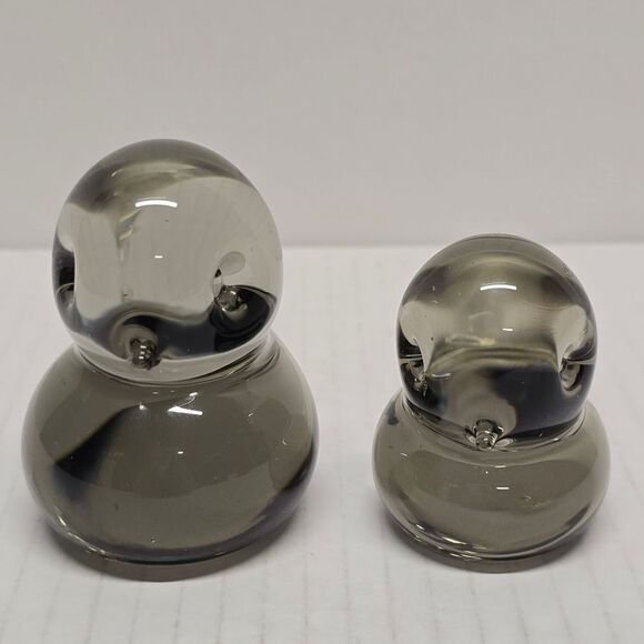 Reijmyre Glasbruk Sweden Smokey Gray Crystal Glass Bird Figurines Set Of 2 - Picture 5 of 9